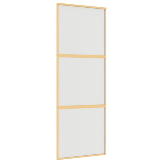 vidaXL Porta Scorrevole Dorata 76x205 Vetro Smerigliato ESG Alluminio
