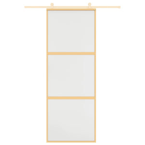 vidaXL Porta Scorrevole Dorata 76x205 Vetro Smerigliato ESG Alluminio