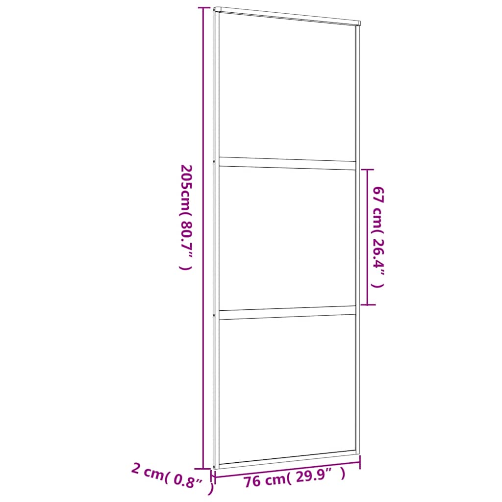 vidaXL Porta Scorrevole Dorata 76x205 Vetro Smerigliato ESG Alluminio
