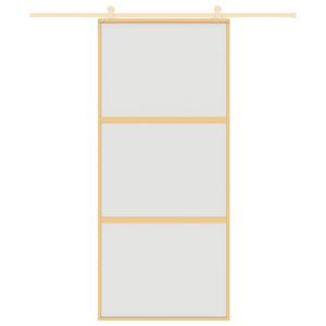 Porta Scorrevole Dorata 90x205 Vetro Smerigliato ESG Alluminio