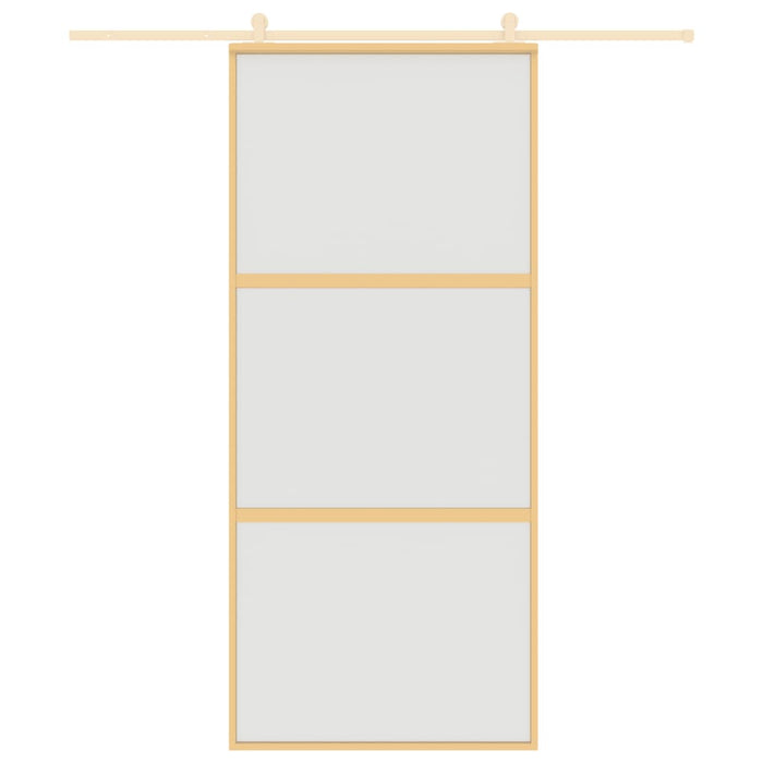 Porta Scorrevole Dorata 90x205 Vetro Smerigliato ESG Alluminio