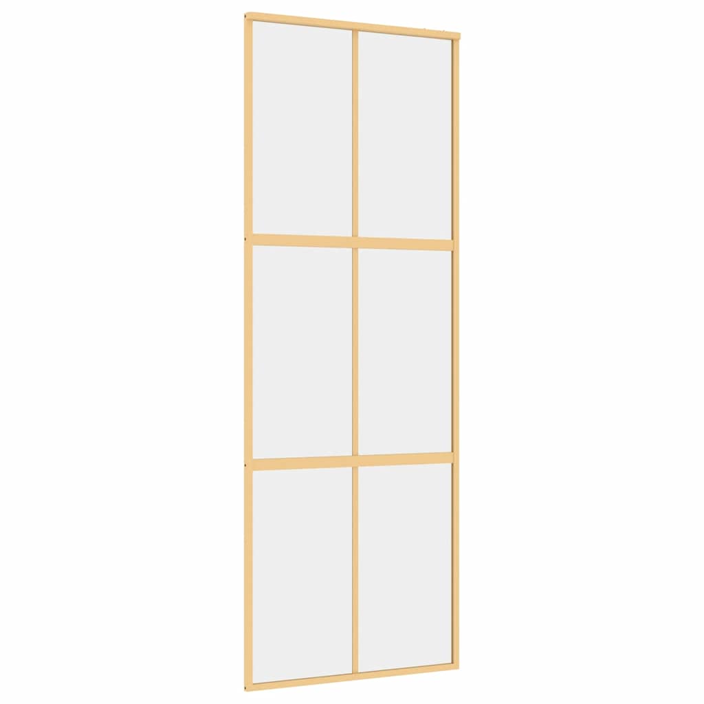 Porta Scorrevole Dorata 76x205 Vetro Trasparente ESG Alluminio 155154
