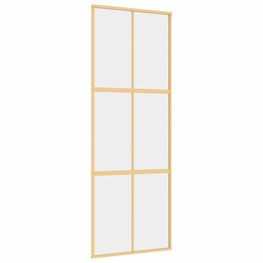 Porta Scorrevole Dorata 76x205 Vetro Trasparente ESG Alluminio 155154