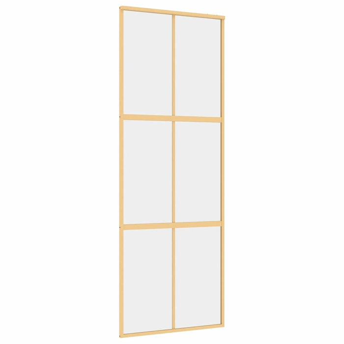 Porta Scorrevole Dorata 76x205 Vetro Trasparente ESG Alluminio 155154