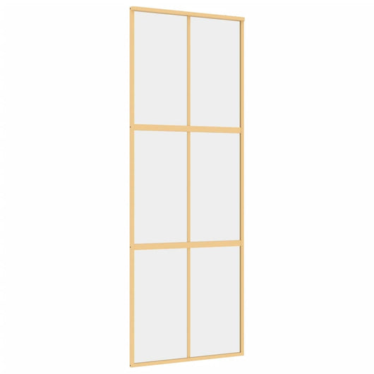 Porta Scorrevole Dorata 76x205 Vetro Trasparente ESG Alluminiocod mxl 107689