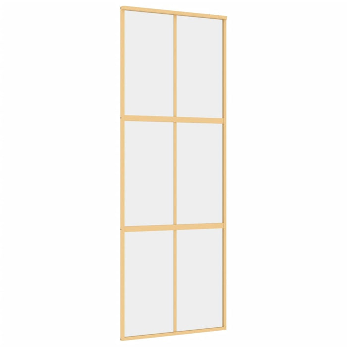 Porta Scorrevole Dorata 76x205 Vetro Trasparente ESG Alluminiocod mxl 107689