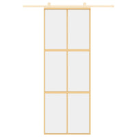 Porta Scorrevole Dorata 76x205 Vetro Trasparente ESG Alluminio 155154