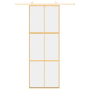 Porta Scorrevole Dorata 76x205 Vetro Trasparente ESG Alluminio 155154