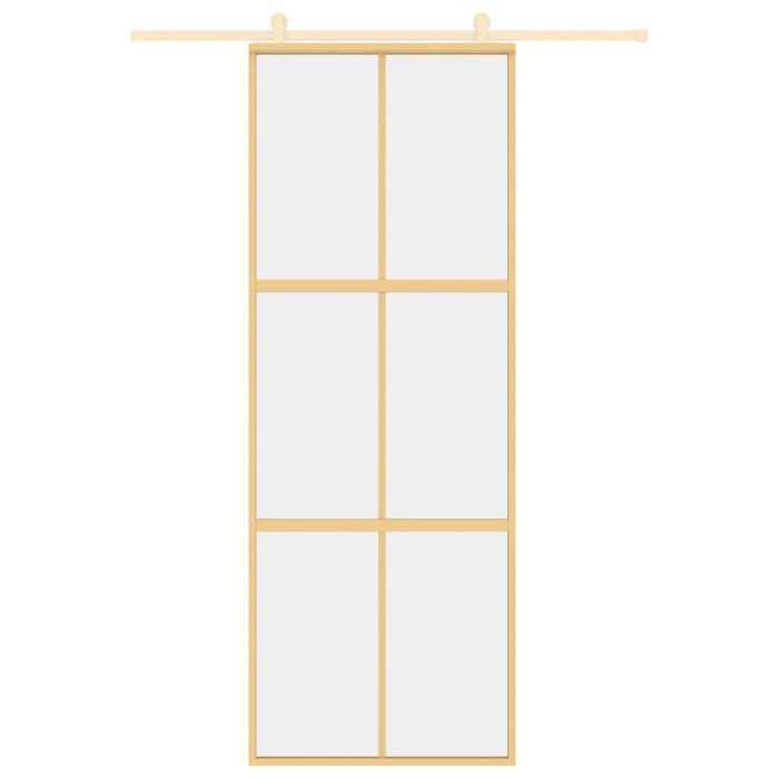 Porta Scorrevole Dorata 76x205 Vetro Trasparente ESG Alluminio 155154