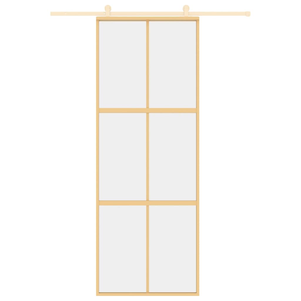 Porta Scorrevole Dorata 76x205 Vetro Trasparente ESG Alluminiocod mxl 107689