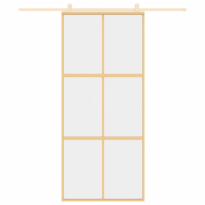 Porta Scorrevole Dorata 90x205 Vetro Trasparente ESG Alluminio 155155