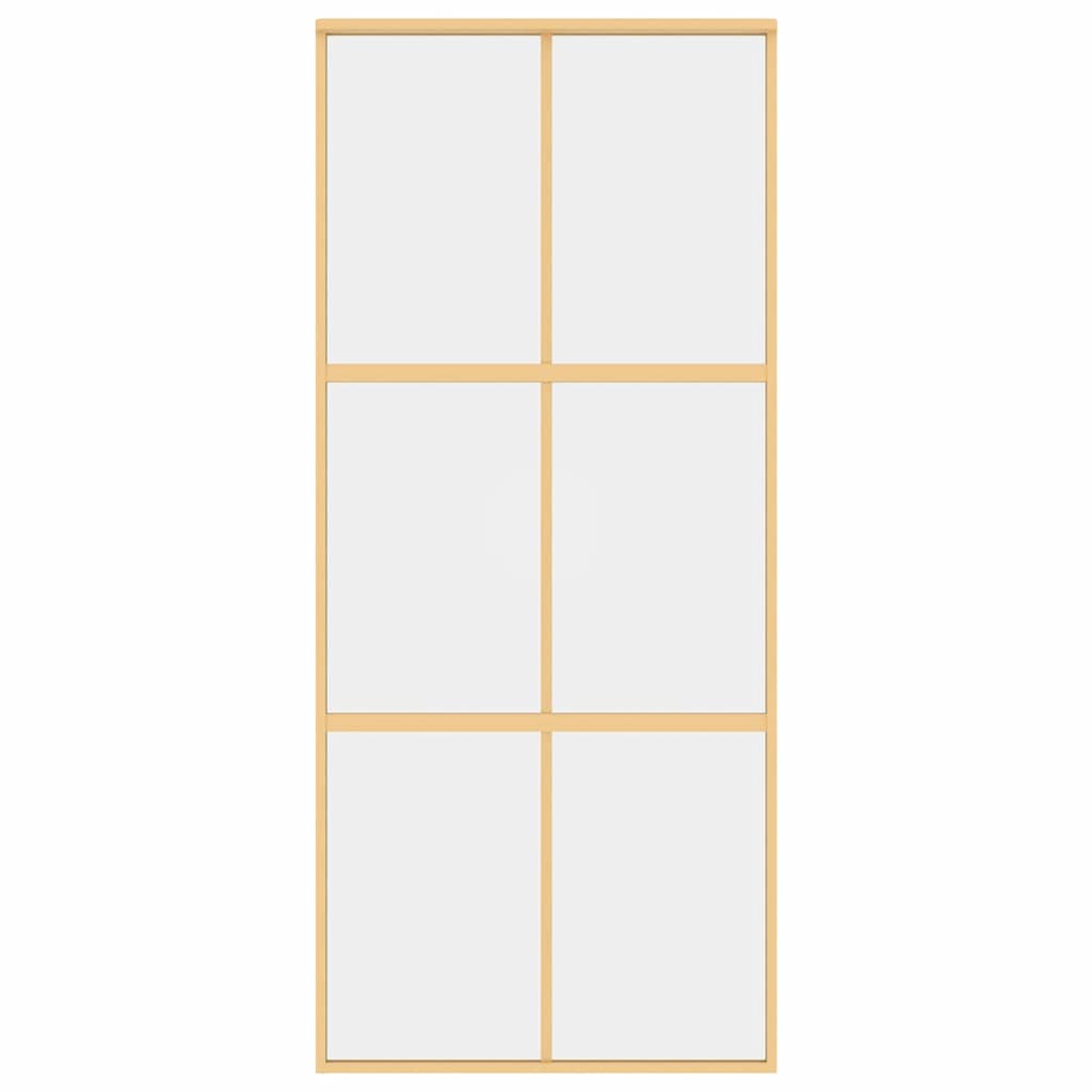 Porta Scorrevole Dorata 90x205 Vetro Trasparente ESG Alluminio 155155