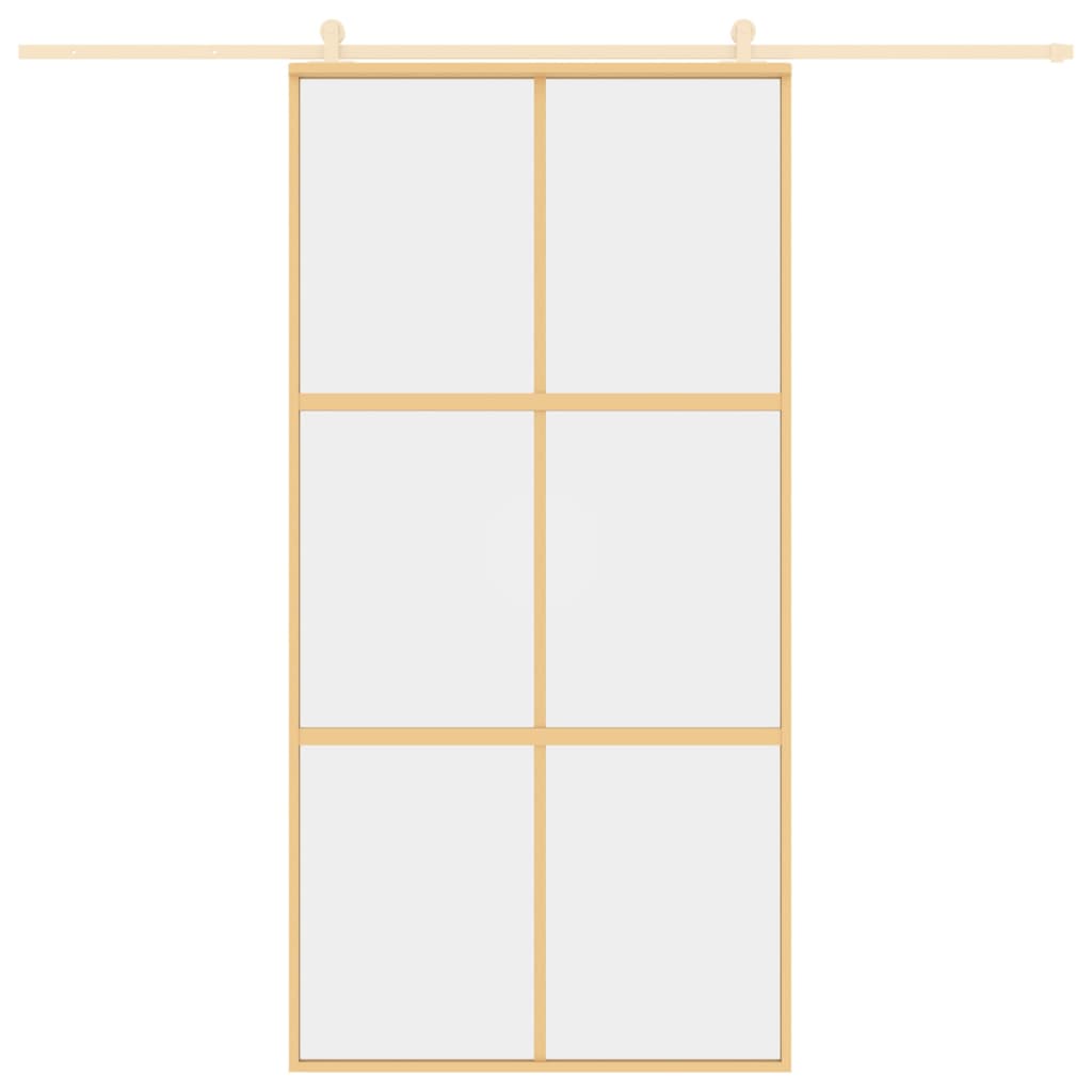 Porta Scorrevole Oro 102,5x205 Vetro Trasparente ESG Alluminio 155156