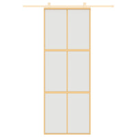 Porta Scorrevole Dorata 76x205 Vetro Smerigliato ESG Alluminio 155157