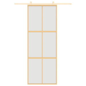 Porta Scorrevole Dorata 76x205 Vetro Smerigliato ESG Alluminio 155157