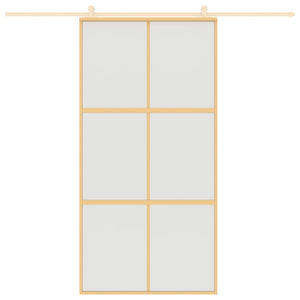 Porta Scorrevole Oro 102,5x205 Vetro Smerigliato ESG Alluminio 155159