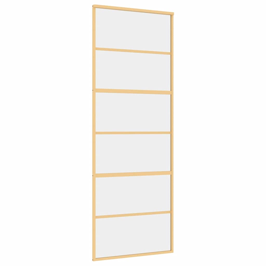 Porta Scorrevole Dorata 76x205 Vetro Trasparente ESG Alluminio 155160