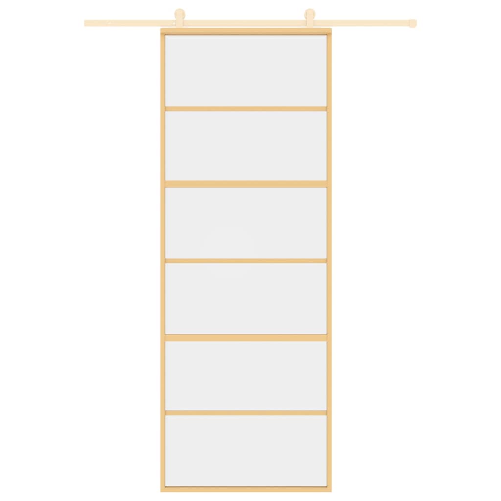 Porta Scorrevole Dorata 76x205 Vetro Trasparente ESG Alluminio 155160