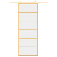 Porta Scorrevole Dorata 76x205 Vetro Trasparente ESG Alluminio 155160