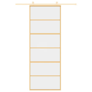 Porta Scorrevole Dorata 76x205 Vetro Trasparente ESG Alluminio 155160