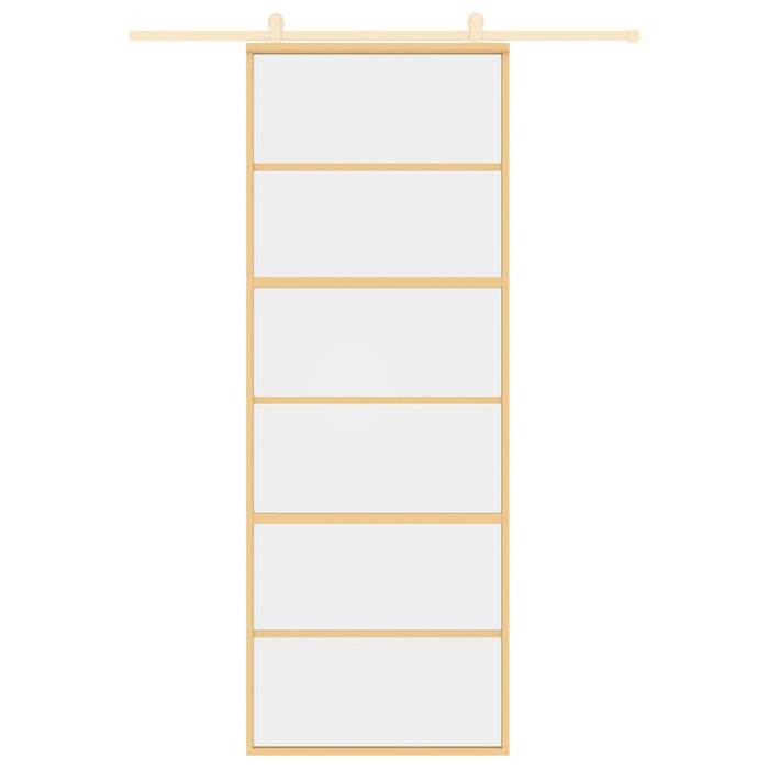 Porta Scorrevole Dorata 76x205 Vetro Trasparente ESG Alluminio 155160