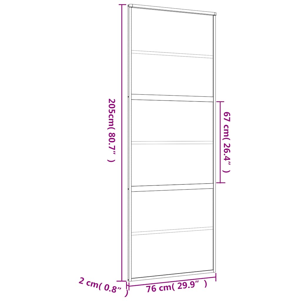 Porta Scorrevole Dorata 76x205 Vetro Trasparente ESG Alluminio 155160