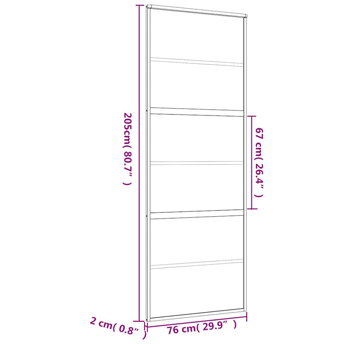 Porta Scorrevole Dorata 76x205 Vetro Trasparente ESG Alluminio 155160