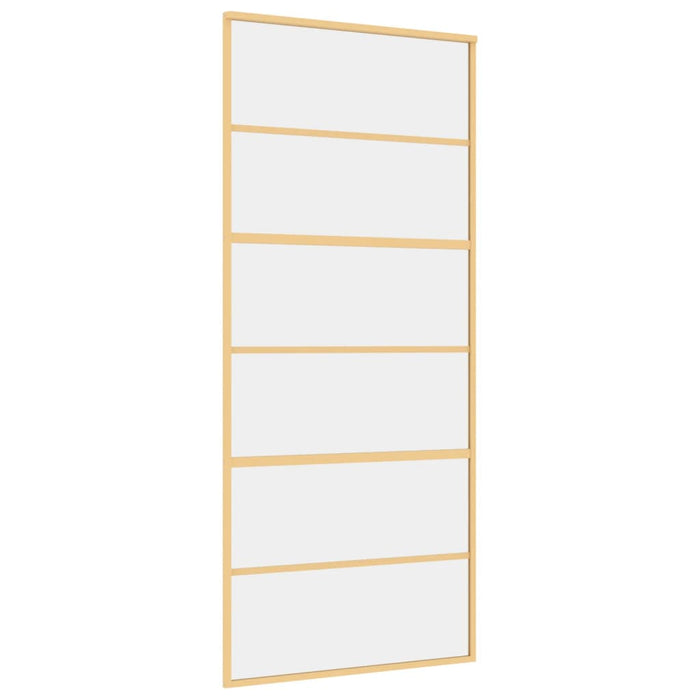 Porta Scorrevole Dorata 90x205 Vetro Trasparente ESG Alluminio 155161