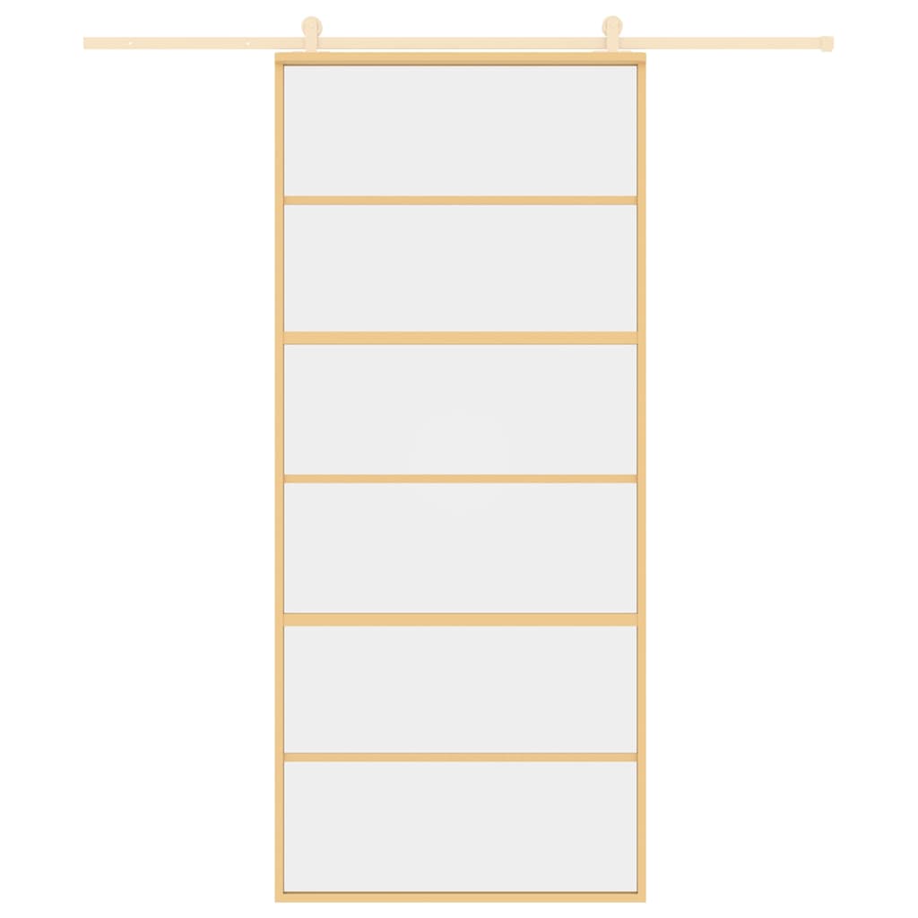 Porta Scorrevole Dorata 90x205 Vetro Trasparente ESG Alluminio 155161