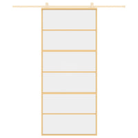 Porta Scorrevole Dorata 90x205 Vetro Trasparente ESG Alluminio 155161