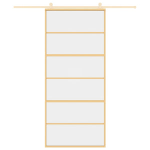 Porta Scorrevole Dorata 90x205 Vetro Trasparente ESG Alluminio 155161