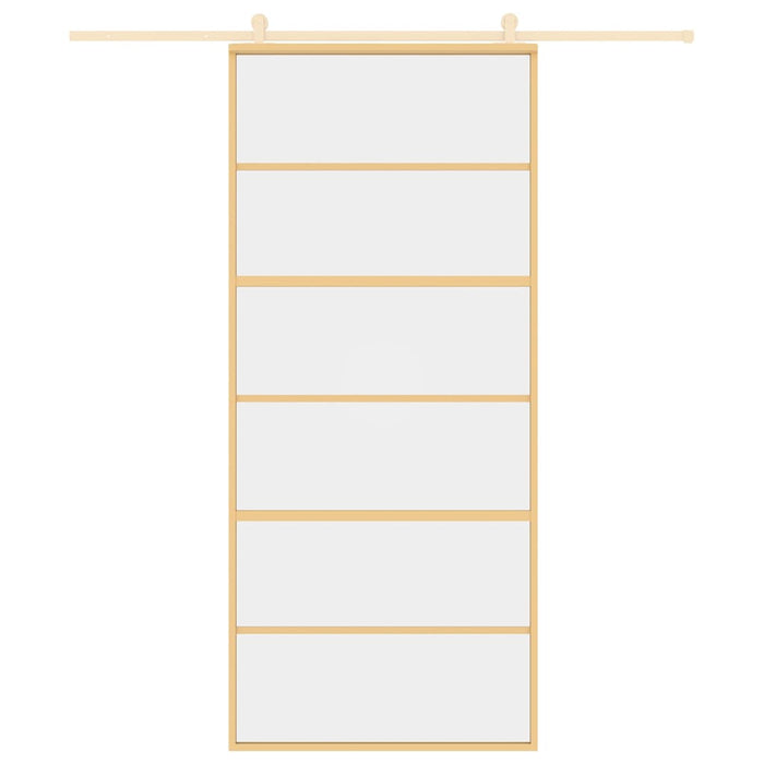 Porta Scorrevole Dorata 90x205 Vetro Trasparente ESG Alluminio 155161