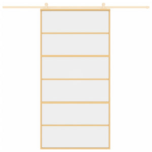 Porta Scorrevole Oro 102,5x205 Vetro Trasparente ESG Alluminio 155162