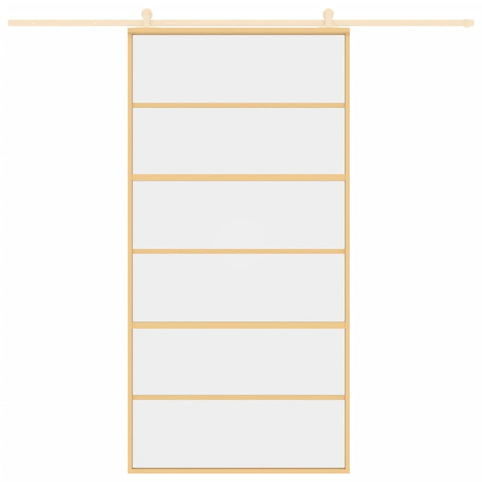 Porta Scorrevole Oro 102,5x205 Vetro Trasparente ESG Alluminio 155162