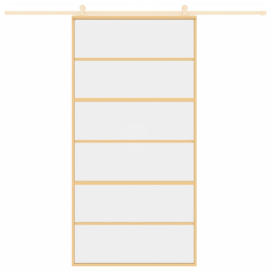 Porta Scorrevole Oro 102,5x205 Vetro Trasparente ESG Alluminiocod mxl 83754