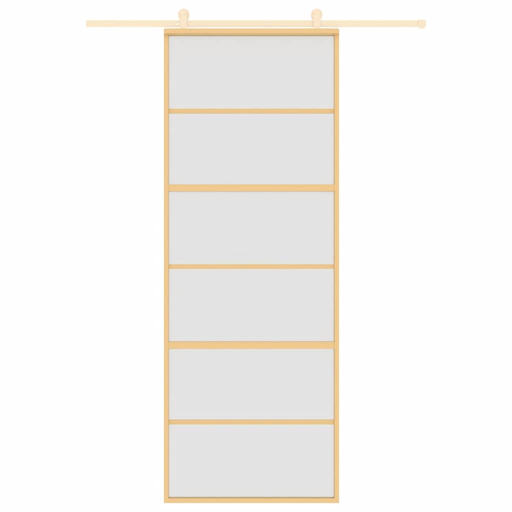 Porta Scorrevole Dorata 76x205 Vetro Smerigliato ESG Alluminio 155163