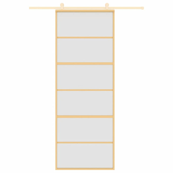 Porta Scorrevole Dorata 76x205 Vetro Smerigliato ESG Alluminio 155163