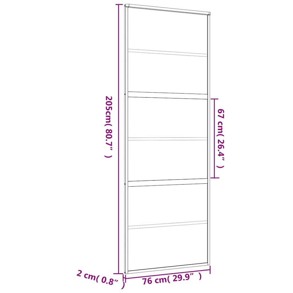 Porta Scorrevole Dorata 76x205 Vetro Smerigliato ESG Alluminio 155163