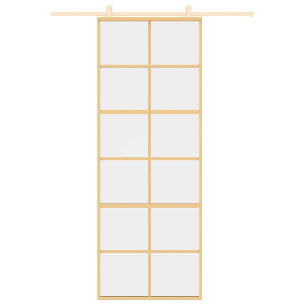 Porta Scorrevole Dorata 76x205 Vetro Trasparente ESG Alluminiocod mxl 131666