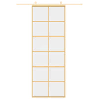 Porta Scorrevole Dorata 76x205 Vetro Trasparente ESG Alluminiocod mxl 131666