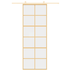 Porta Scorrevole Dorata 76x205 Vetro Trasparente ESG Alluminiocod mxl 131666