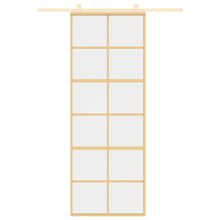Porta Scorrevole Dorata 76x205 Vetro Trasparente ESG Alluminiocod mxl 131666