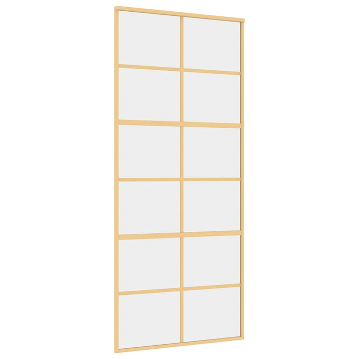 Porta Scorrevole Dorata 90x205 Vetro Trasparente ESG Alluminio 155167