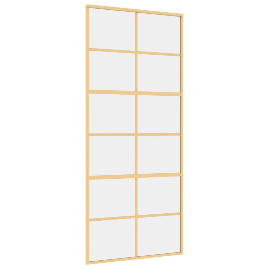 Porta Scorrevole Dorata 90x205 Vetro Trasparente ESG Alluminio