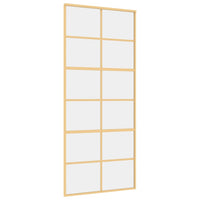 Porta Scorrevole Dorata 90x205 Vetro Trasparente ESG Alluminio