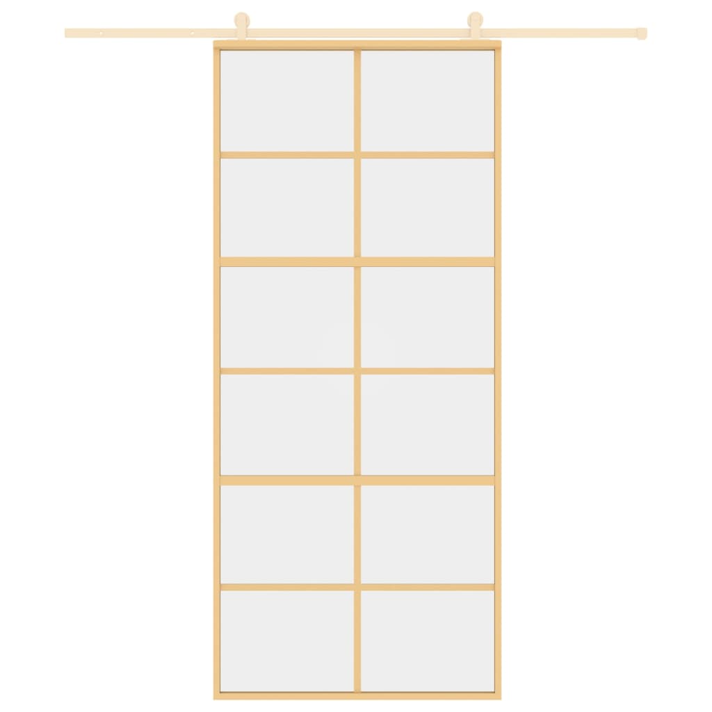 Porta Scorrevole Dorata 90x205 Vetro Trasparente ESG Alluminio