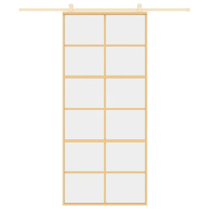 Porta Scorrevole Dorata 90x205 Vetro Trasparente ESG Alluminio