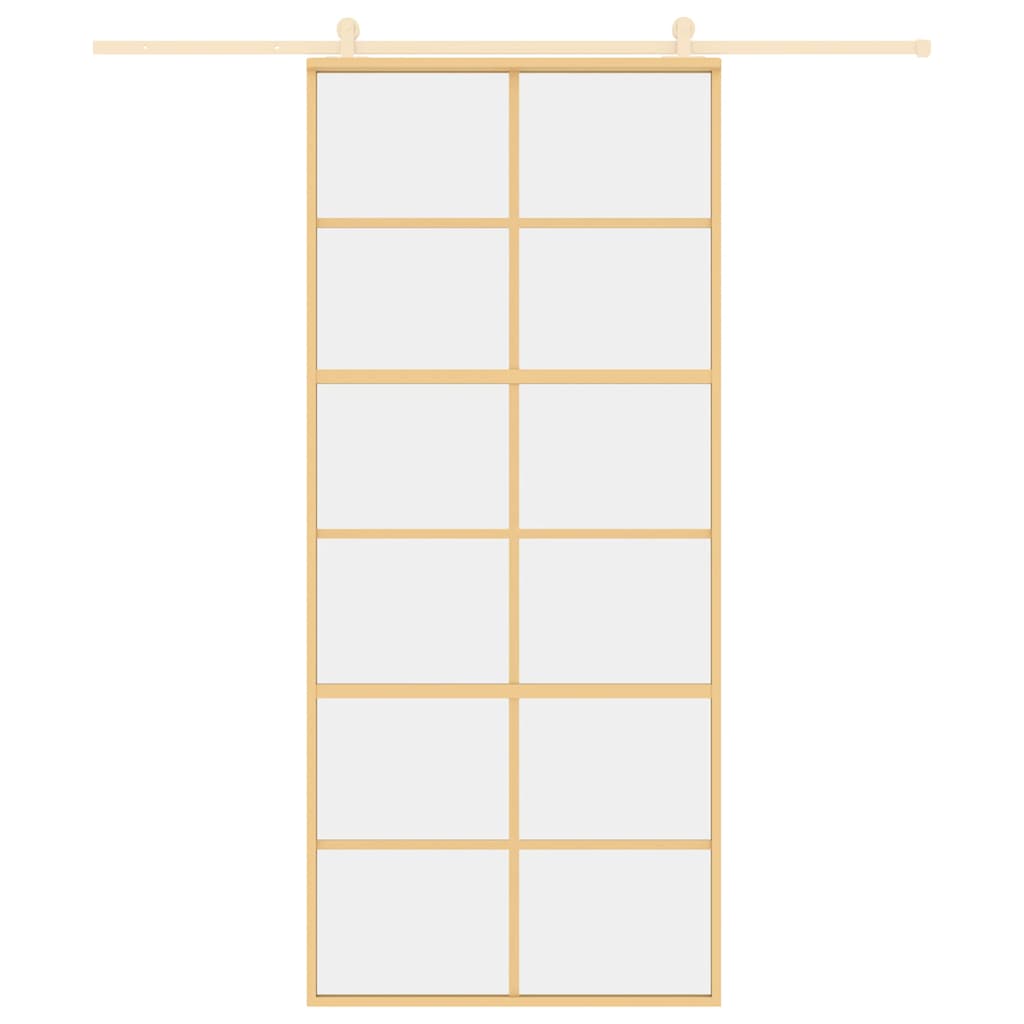 Porta Scorrevole Dorata 90x205 Vetro Trasparente ESG Alluminio 155167