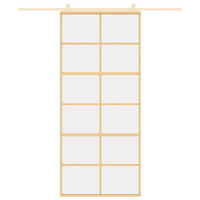 Porta Scorrevole Dorata 90x205 Vetro Trasparente ESG Alluminio 155167