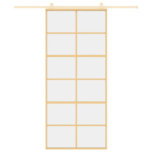 Porta Scorrevole Dorata 90x205 Vetro Trasparente ESG Alluminio 155167